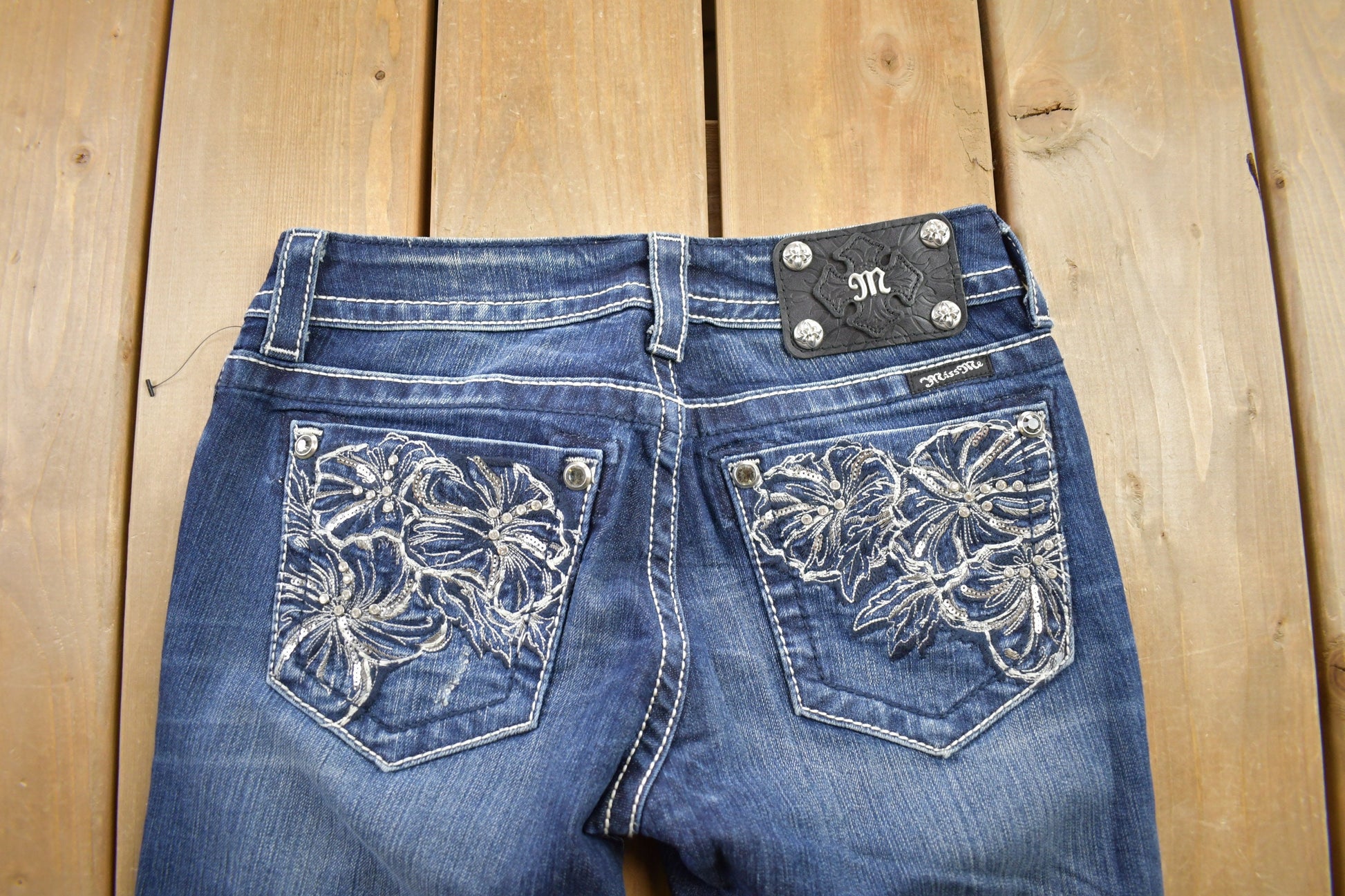 Vintage Y2K Miss Me Bedazzled Low Rise Jeans Size 26x33