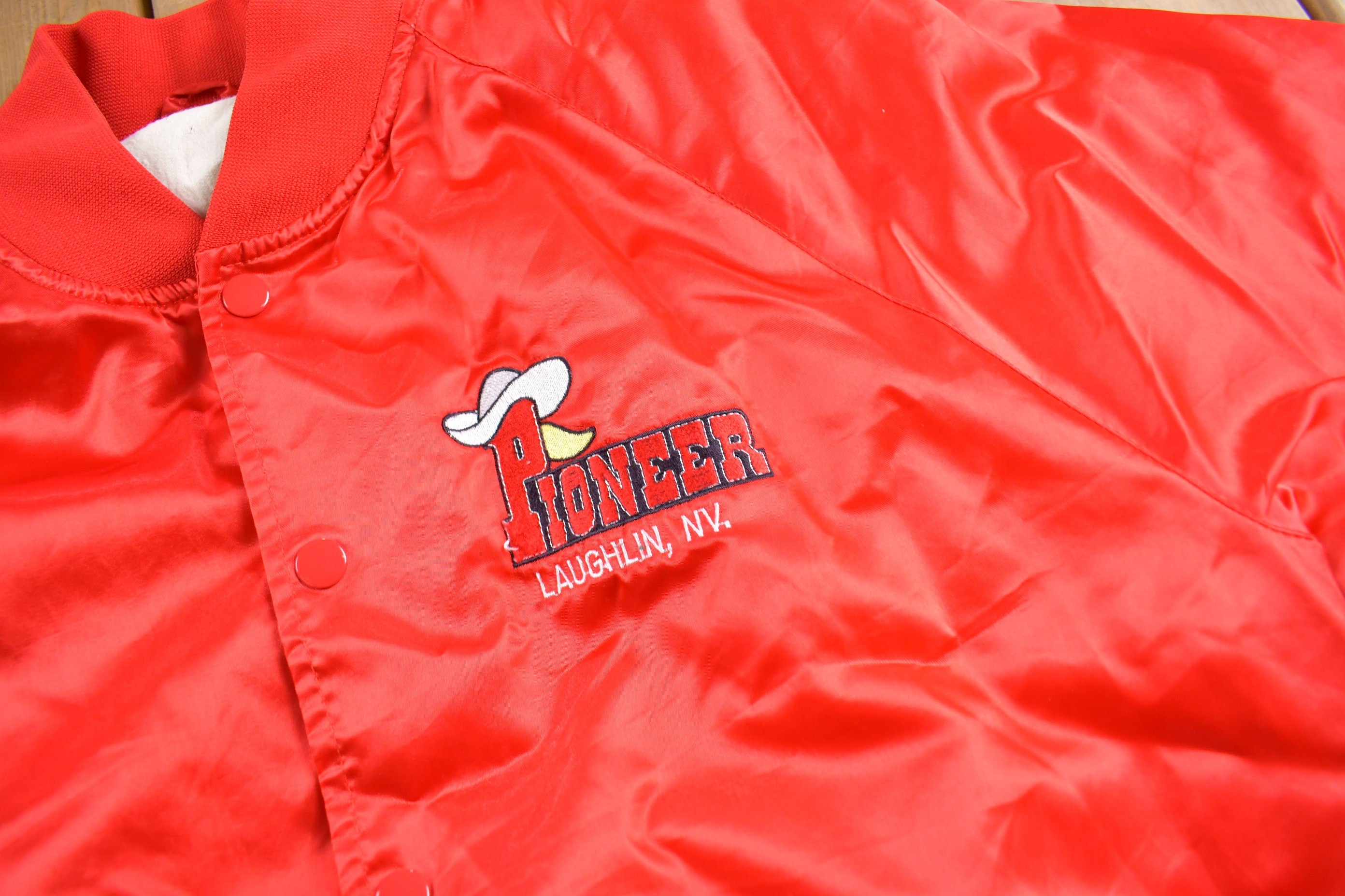 Vintage 1980s Pioneer Laughlin Nevada Embroidered Satin Jacket