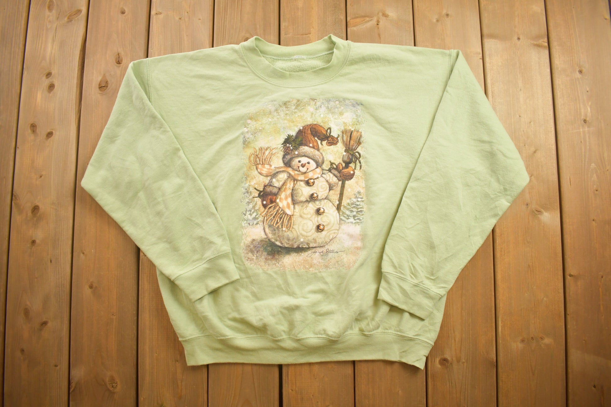 Vintage 1990s Cute Snowman Themed Crewneck Sweatshirt / 90s Crewneck / Christmas / Streetwear / Festive Sweater / Holidays /