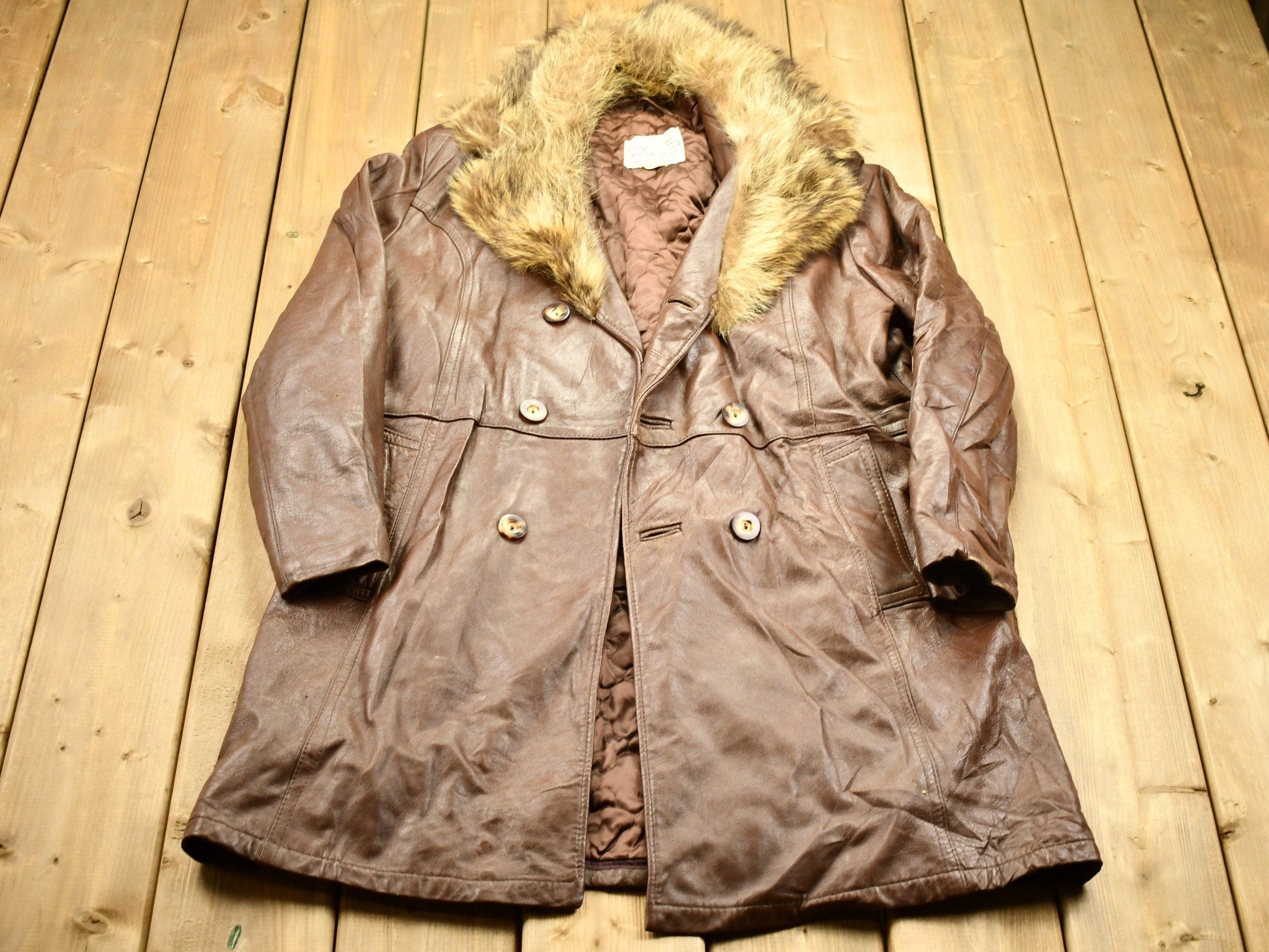 Vintage 1980s Leather Fur Jacket
