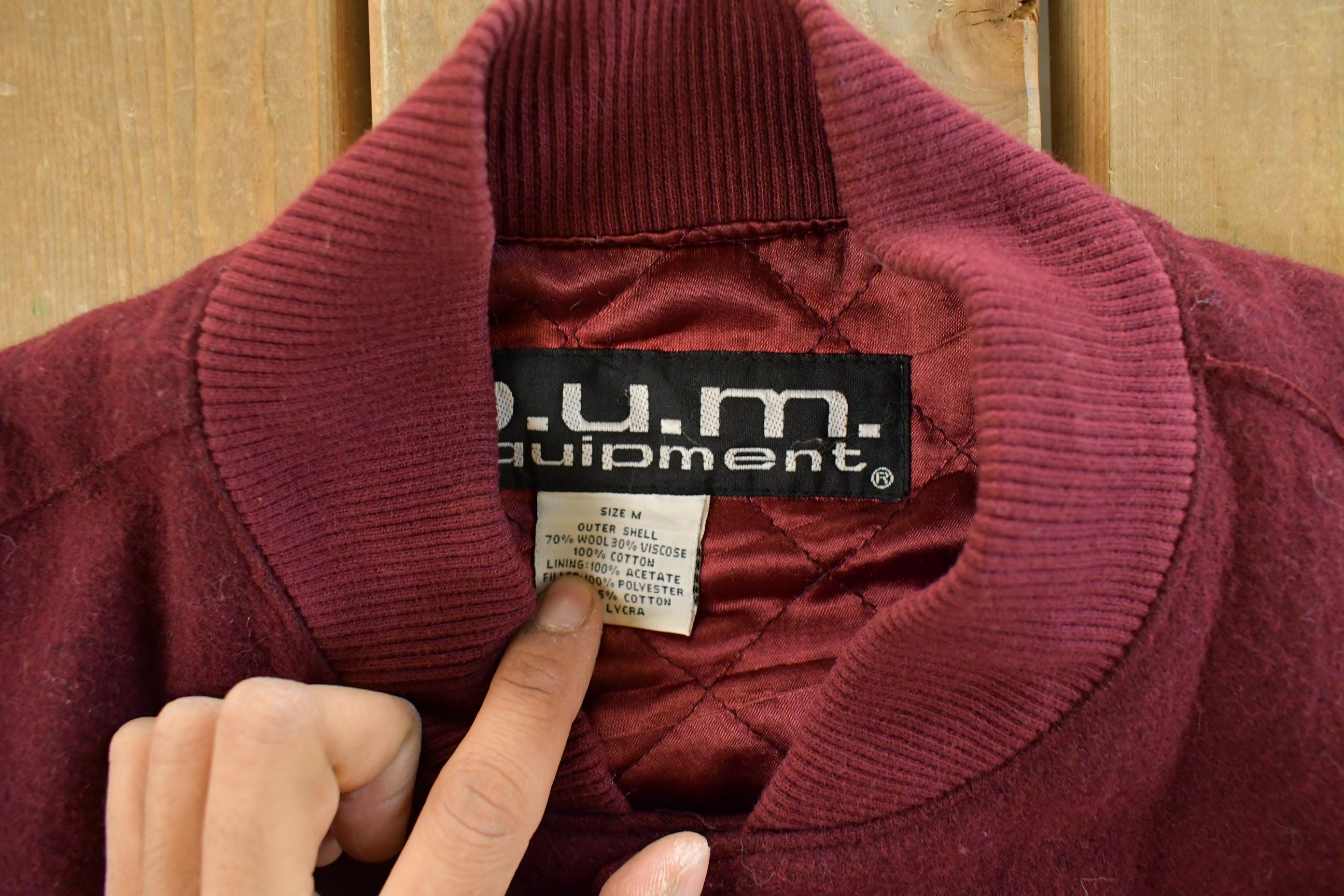Vintage 1990s BUM Equipment Wool Denim Varsity Jacket Men's Medium