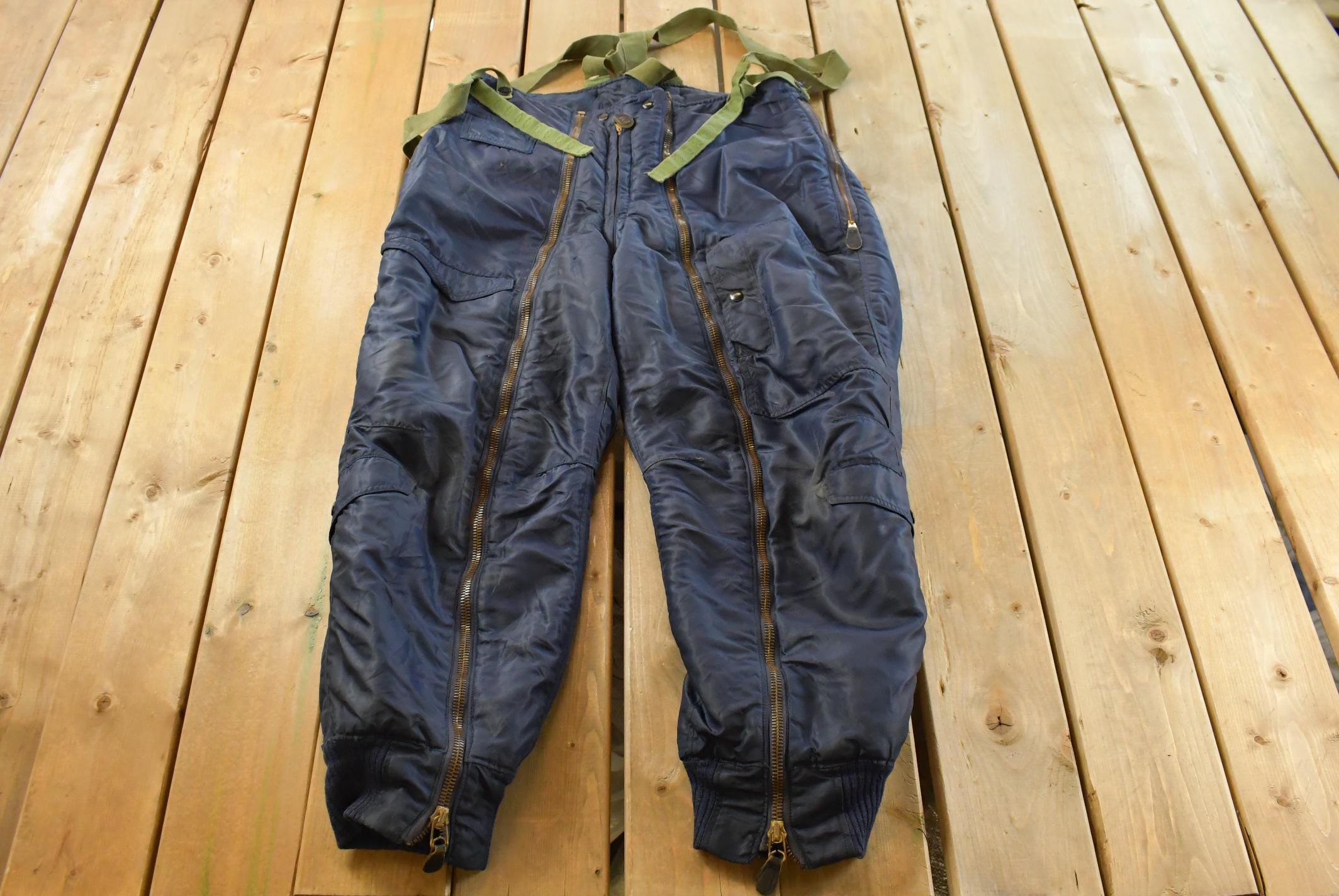 1950s Korean War Air Force D-1A Blue Heavy Flying Trousers C.H. Masland Size 34x29