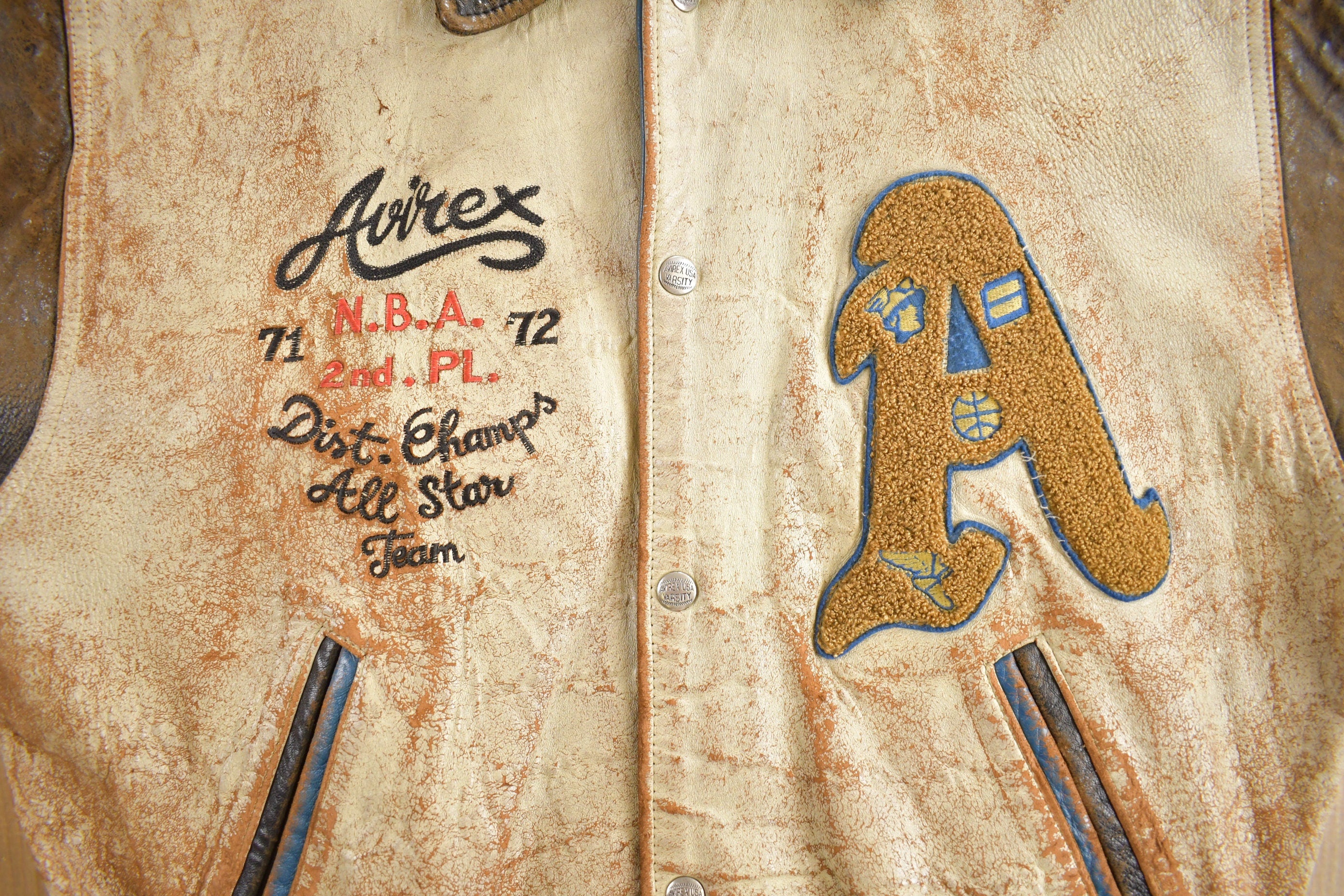 Vintage 1990s Avirex USA Genuine Leather Varsity Jacket