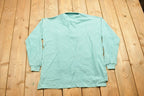 Vintage 1990s Hard Ware Turquoise Blank Heavy Quarter-button Sweatshirt