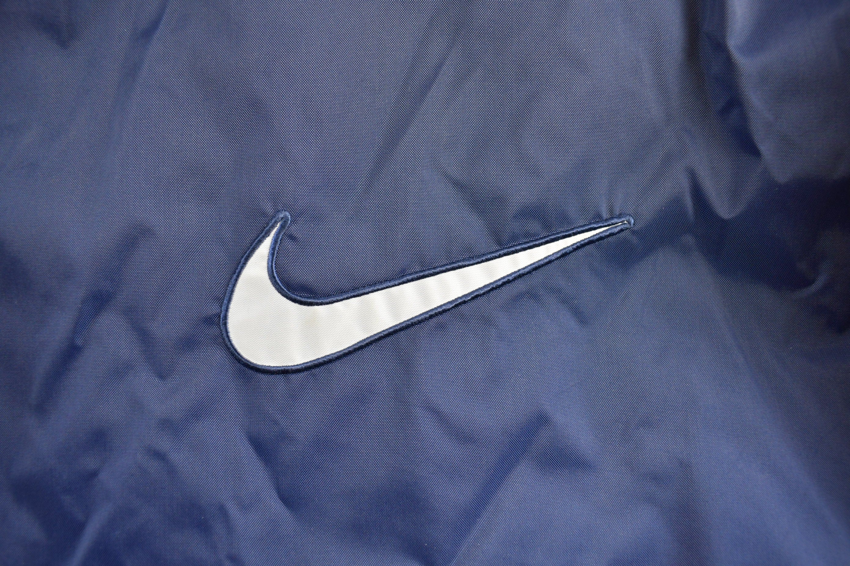 Vintage 1990s Nike Long Winter Jacket Big Swoosh on Back