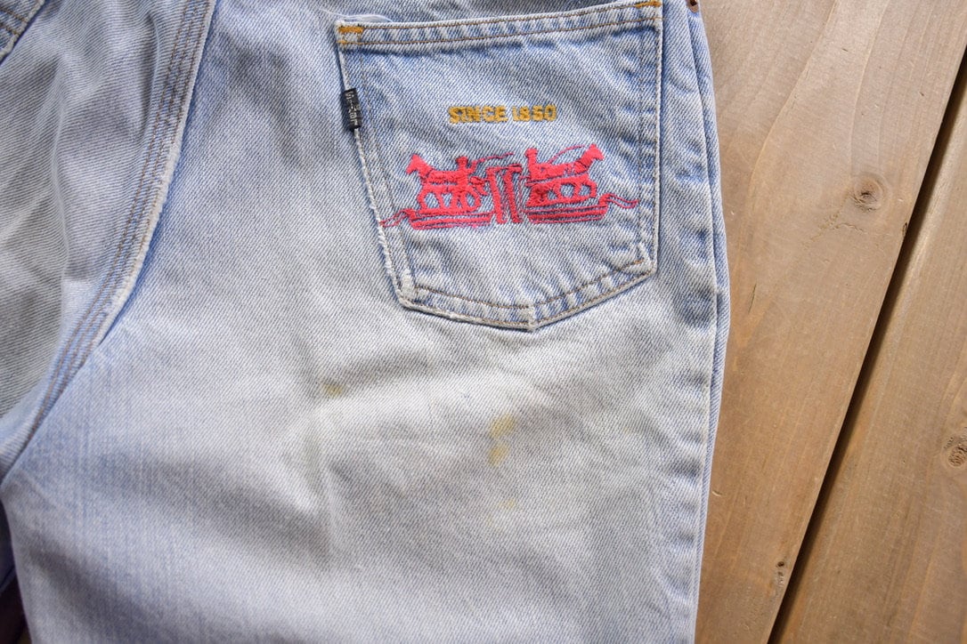 Vintage 1990s Embroidered Levi's Black Tab Denim Jeans Size 26 x 29