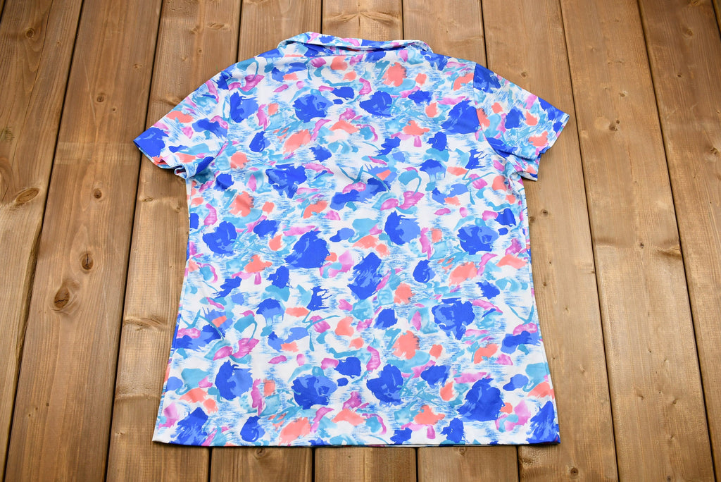 Vintage 1960s Floral Polyester Short Sleeve Blouse