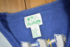 Vintage 1990s Lighthouse Theme Embroidered Knit Cardigan Sweater