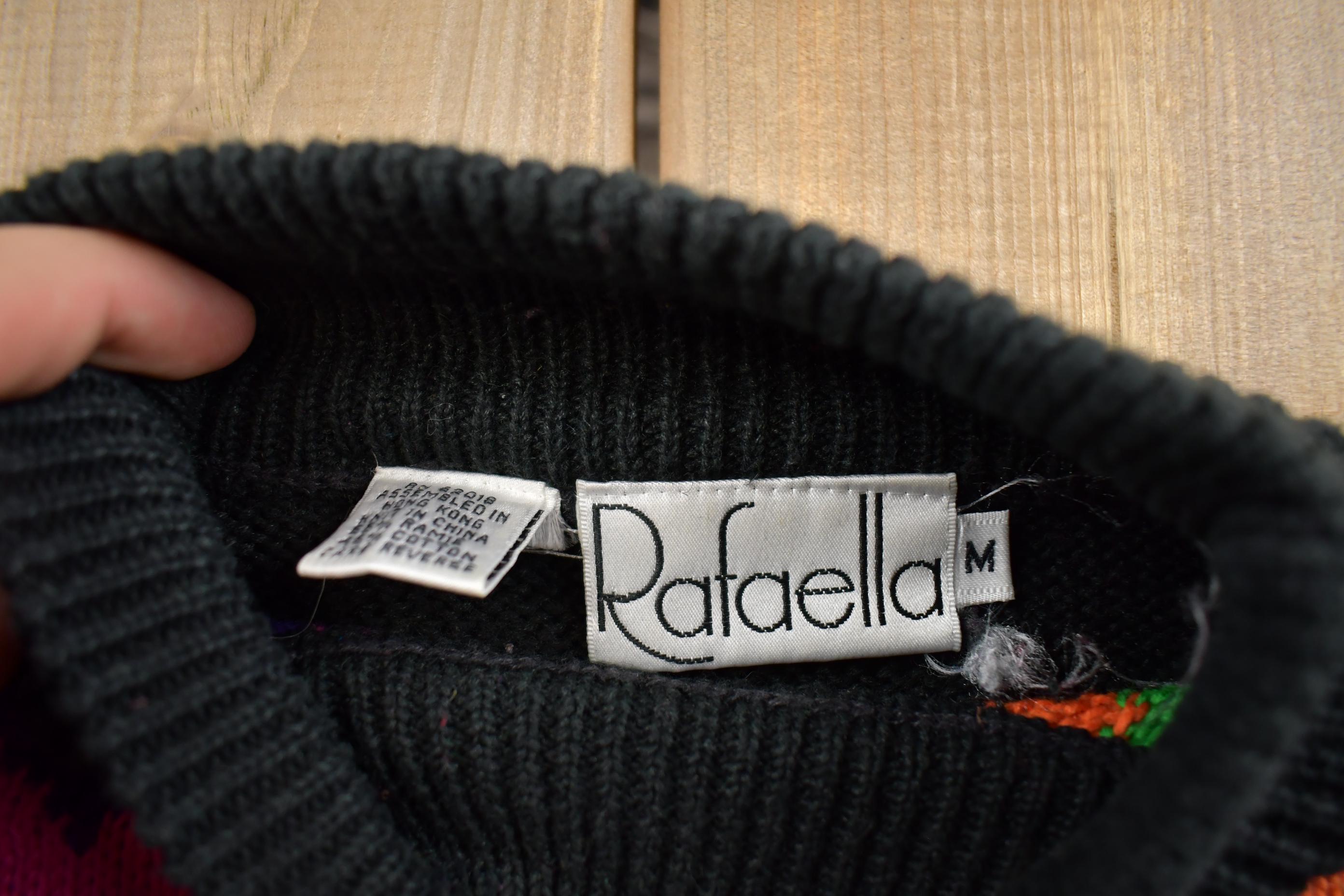 Vintage 1980s Rafaella Colorful Abstract Pattern Knit Crewneck Sweater
