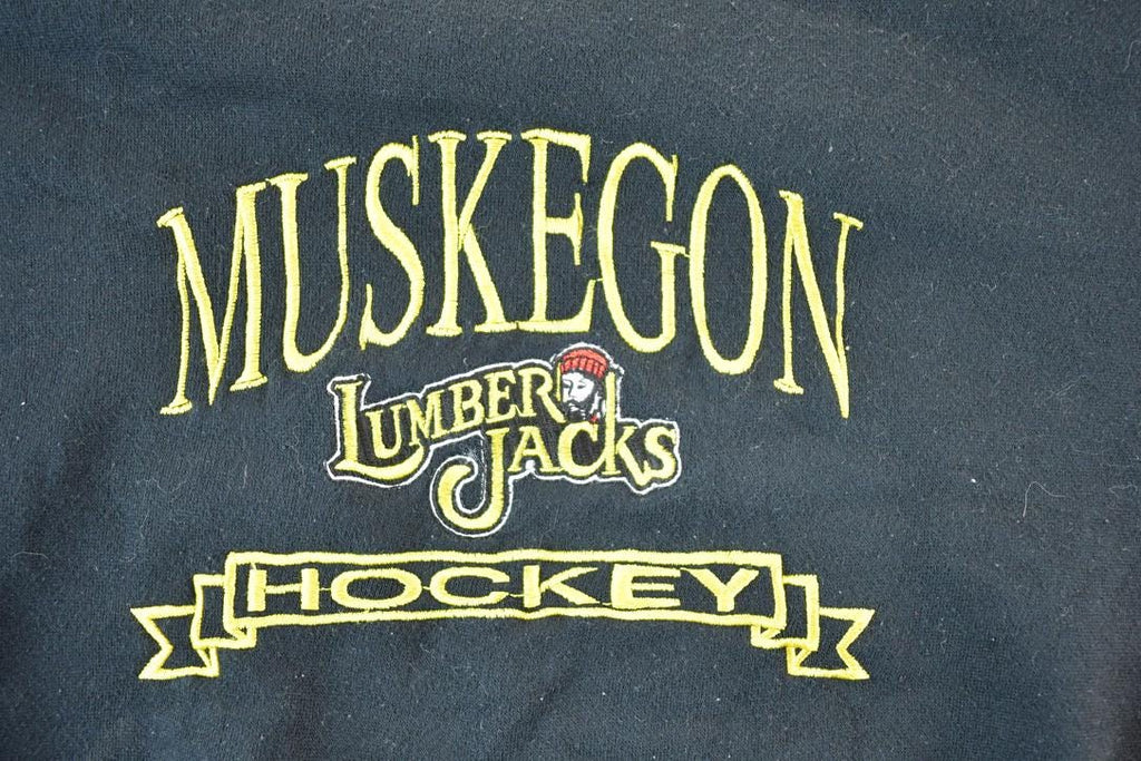 Vintage 1990s Logo 7 Muskegon Lumberjacks Hockey Crewneck Sweatshirt Mens L