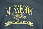 Vintage 1990s Logo 7 Muskegon Lumberjacks Hockey Crewneck Sweatshirt Mens L