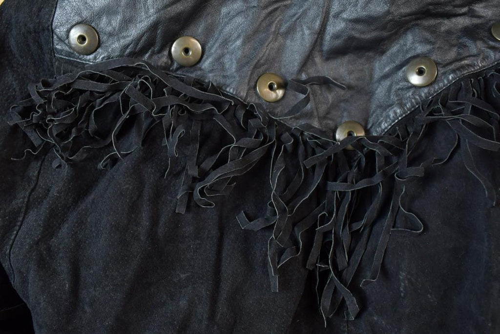 Vintage 1990s Womens G3 Leather Fashions Frilled Biker Jacket Made In USA