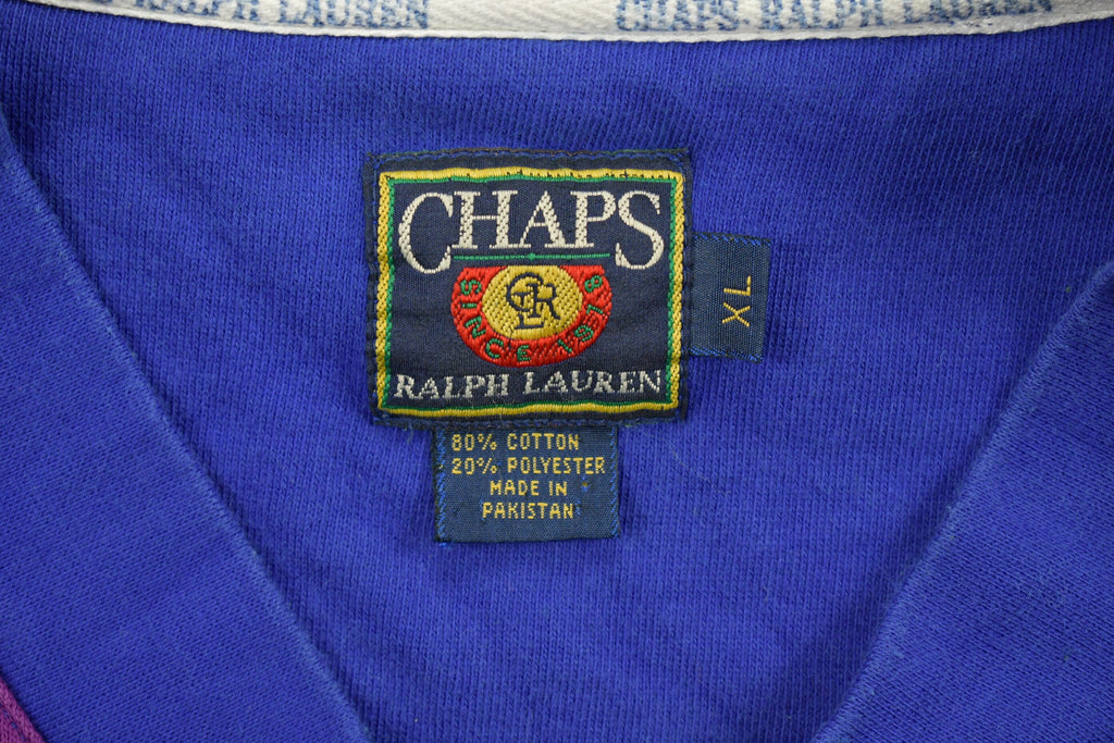 Vintage Chaps Ralph Lauren Colour Block V Neck Sweatshirt 1990's