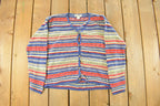 Vintage 1990s Eddie Bauer Rainbow Button Up Knit Cardigan Sweater Women's M