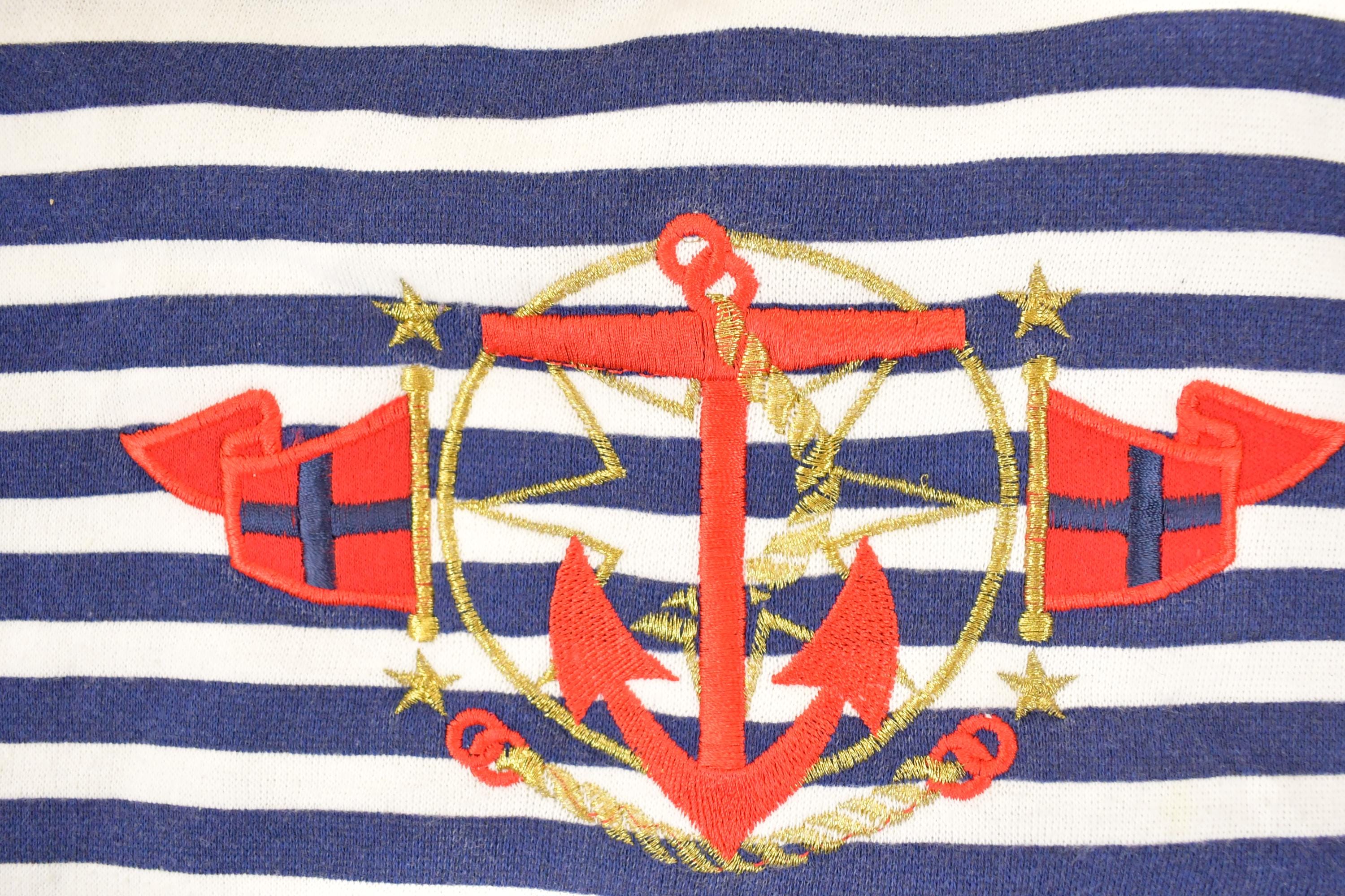 Vintage 1990s Sports Accent Embroidered Nautical Crewneck Sweatshirt Men's PM