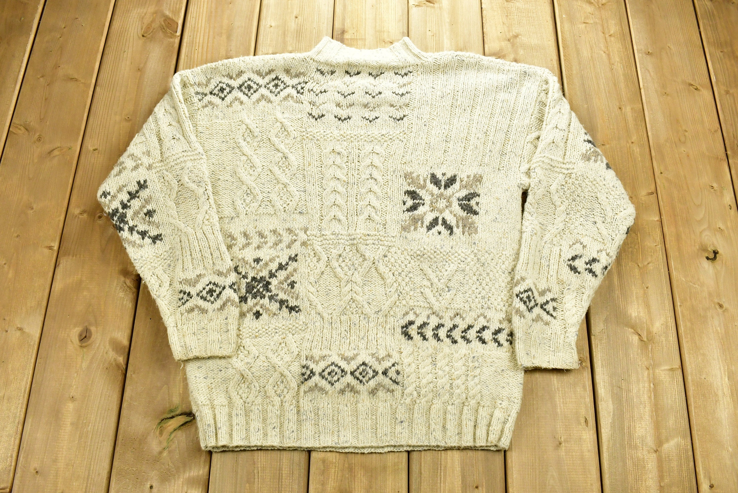 Vintage 1990's Ninon Delenlos Wool Cable Knit Sweater