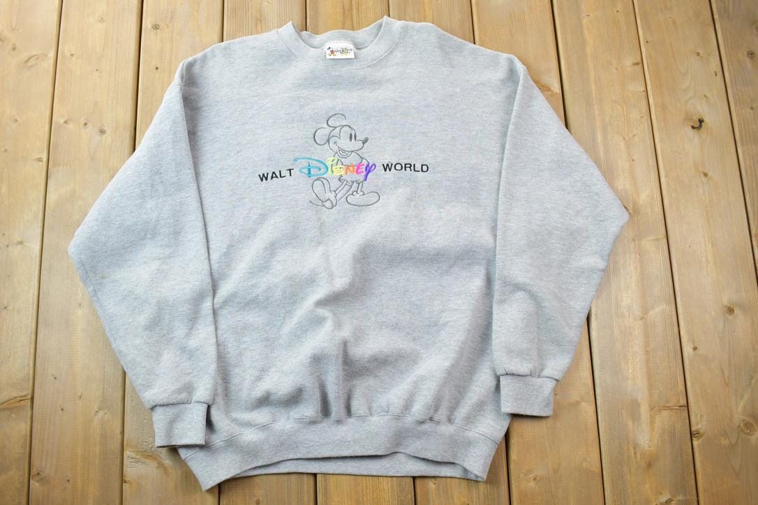 Vintage 1990s Mickey Mouse Walt Disney World Crewneck / Vintage Sweatshirt / Vintage Disney / Mickey / Embroidered / Made In USA
