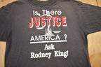Vintage 1990s Rodney King Justice Theme Graphic 3D Emblem T-Shirt