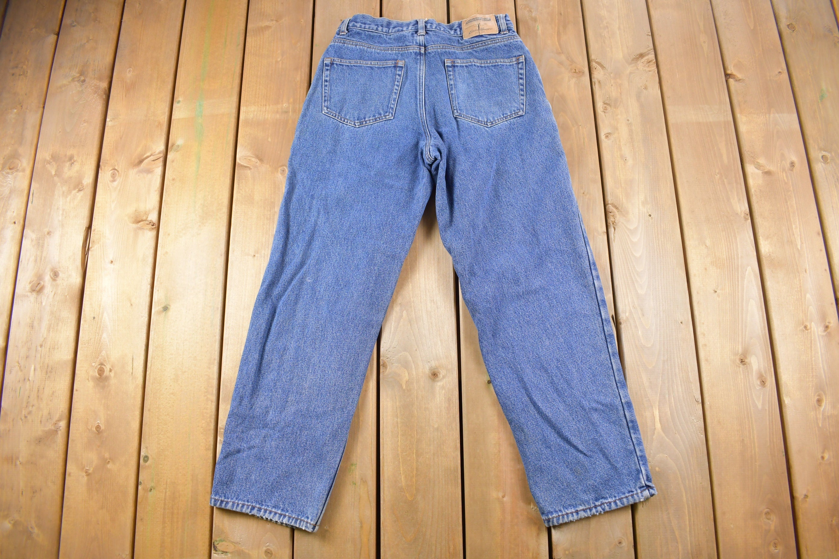 Vintage 1990s Eddie Bauer Plaid Lined Denim Jeans