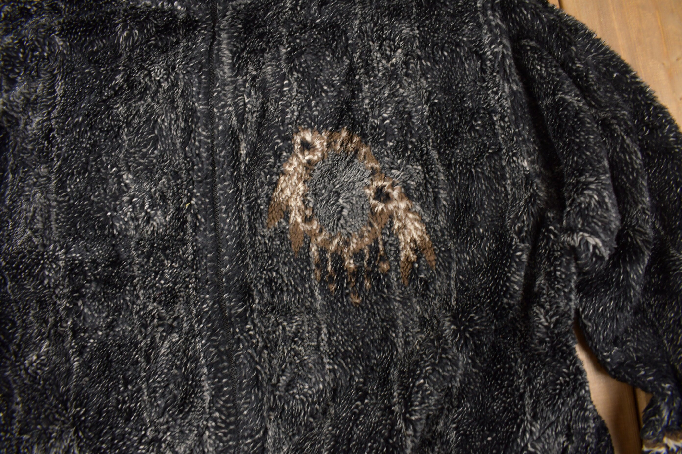 Vintage 1990s Dreamcatcher Graphic All Over Print Zip Up Fleece Sweater Size L Made In USA