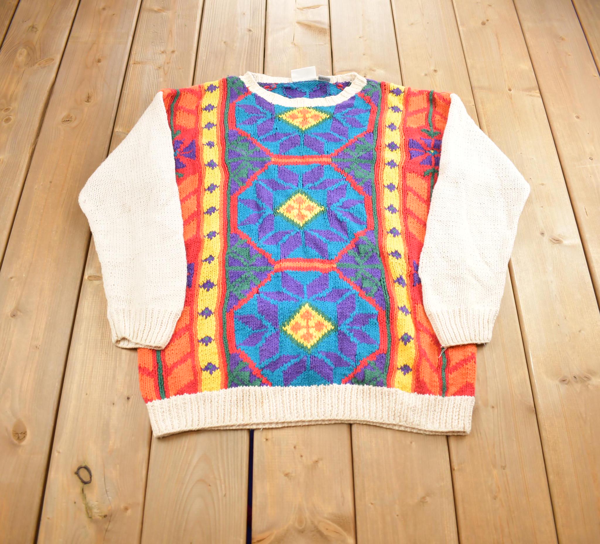 Vintage 1990s Field Dear Abstract Pattern Knit Crewneck Sweater