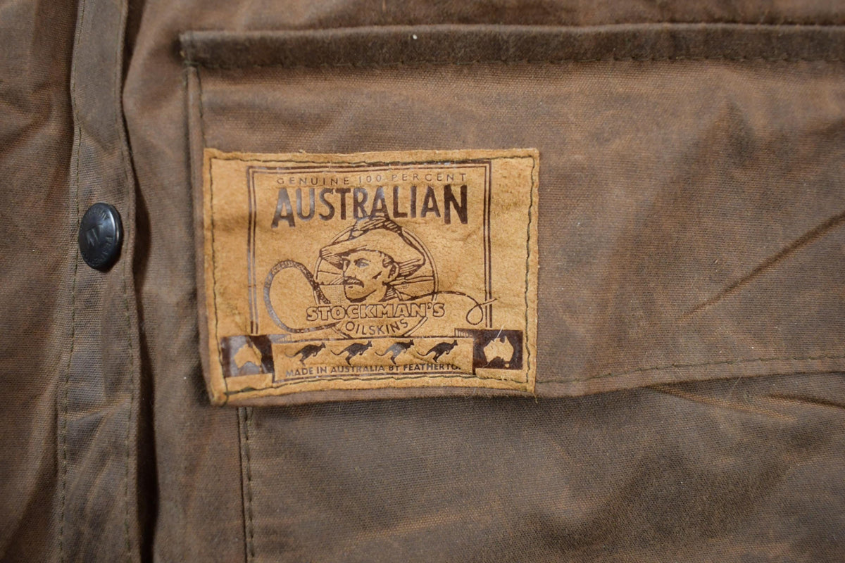 Vintage 1990s Australian Stockman's Dilskins Crazy Full Length Leather Trench Coat Made In Australia By Feathertop