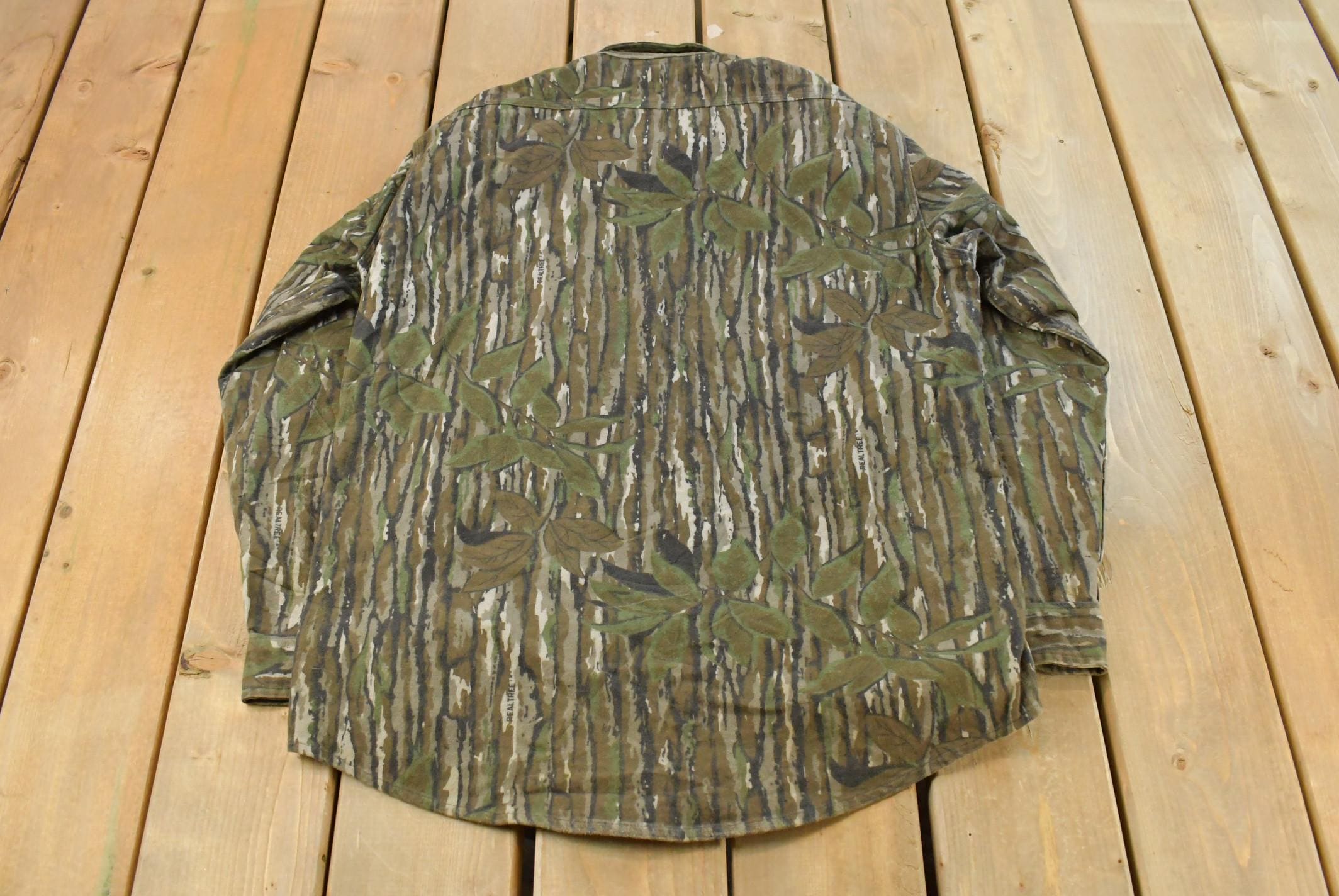 Vintage 1990s Deerskin Real Tree Camo Button Up Shirt Men's M / Outdoorsman / Hunting Shirt / Made in USA