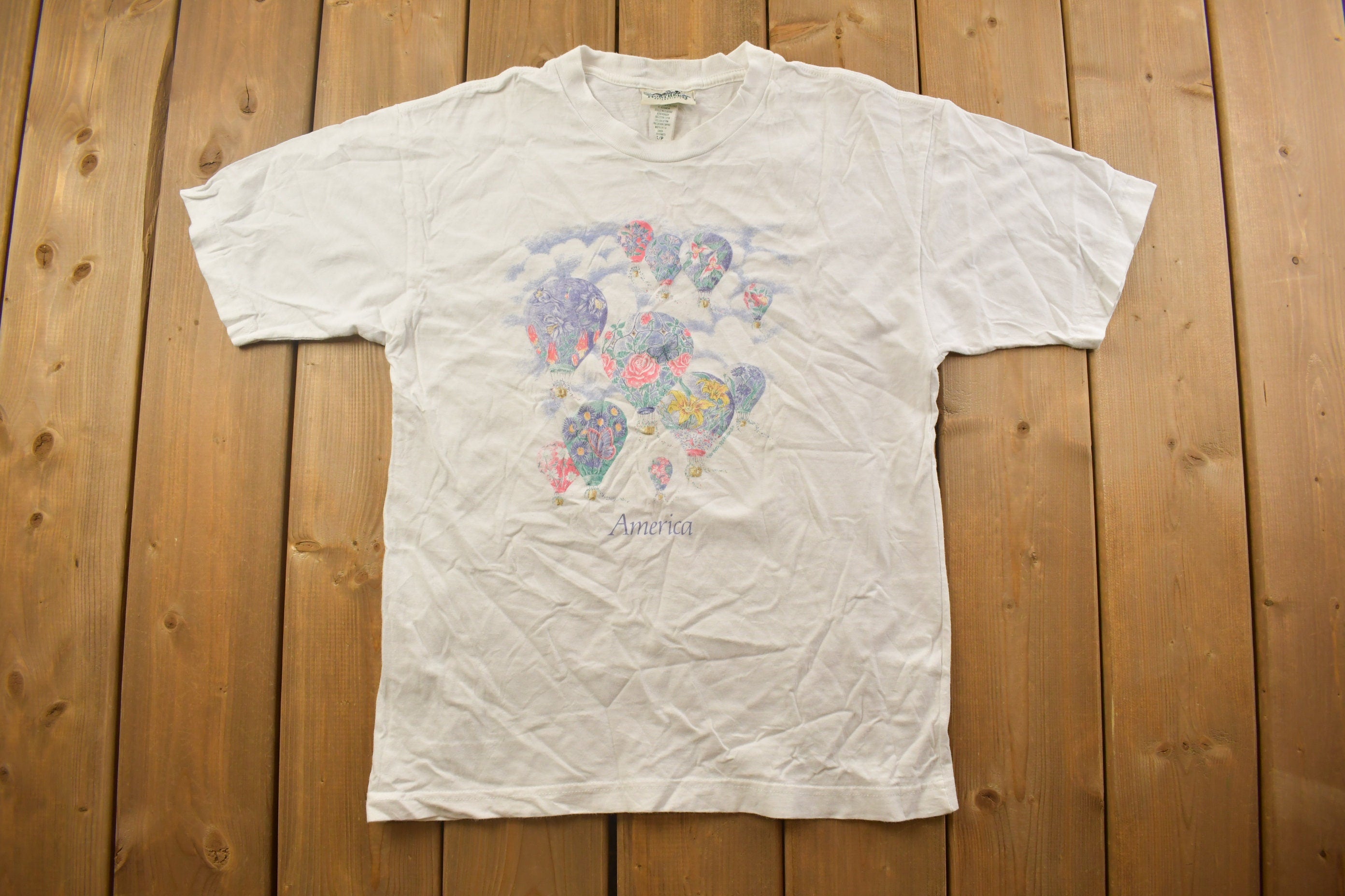 Vintage 1990s America Abstract Balloons Graphic T Shirt