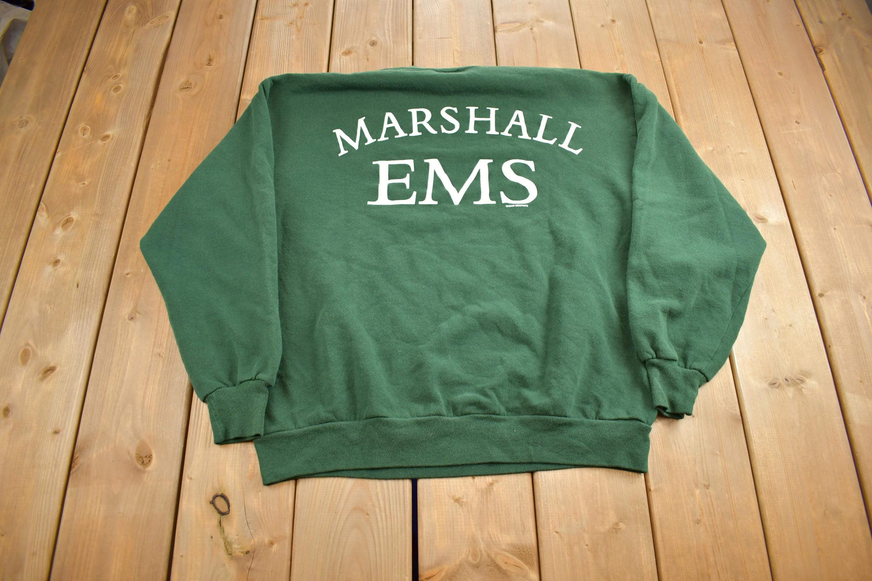 Vintage 1990s Marshall University EMS Embroidered Of Collegiate Crewneck Made In USA