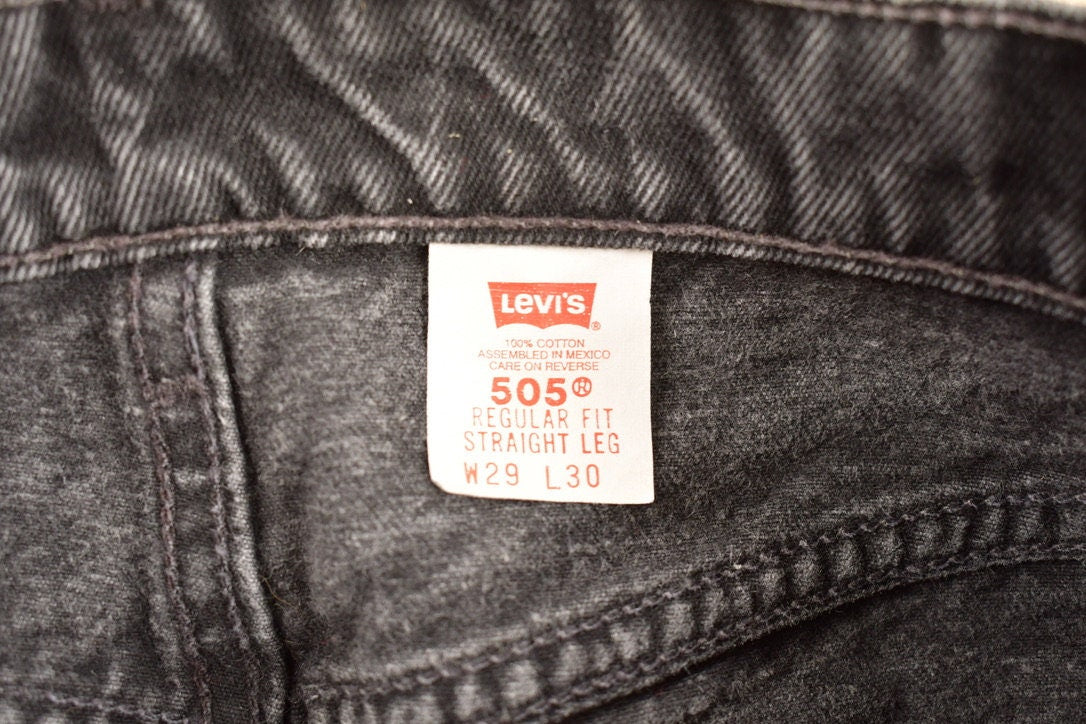 Vintage 1980s Levi's 505 Black Tab Jeans Size 28 x 28.5 / Faded Black / Dark Wash / Vintage Denim / Made In USA / 80s Levi's / Straight Cut