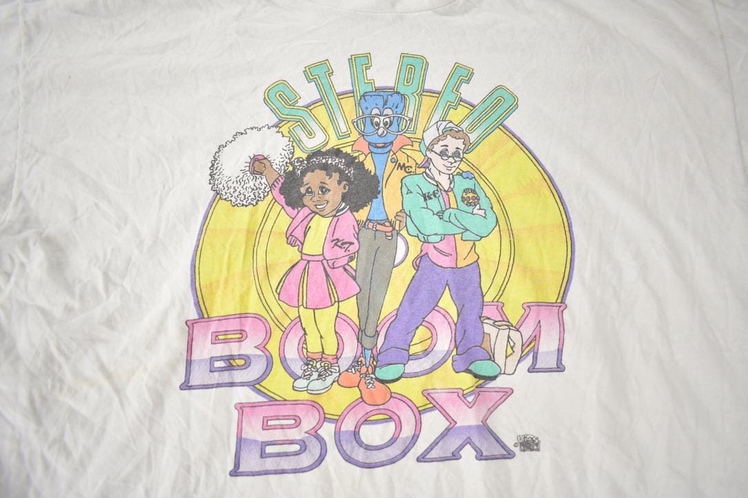 Vintage 1990s Stereo Boom Box Single Stitch Graphic T Shirt Made In USA