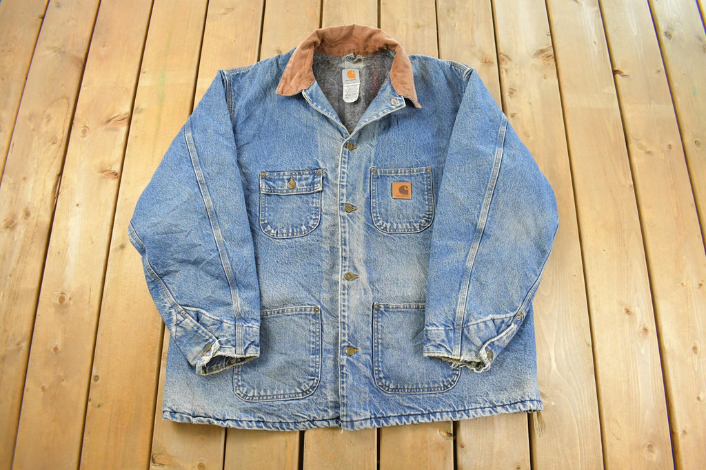 Vintage Carhartt Denim Chore Jacket Blanket Lined Jacket Men's 2XL