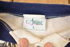 Vintage 1990s Artisans Large Wolf Graphic Print Button Up AOP Crewneck Sweatshirt Mens L