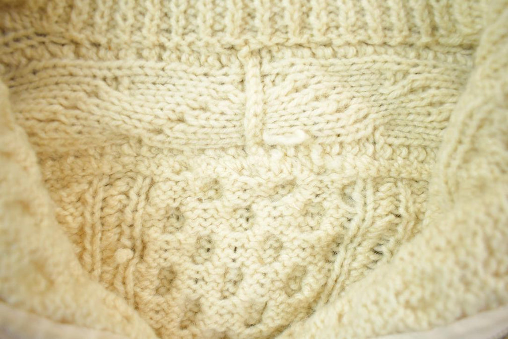 Vintage 1970s Tan Cable Knit Full Zip Sweater