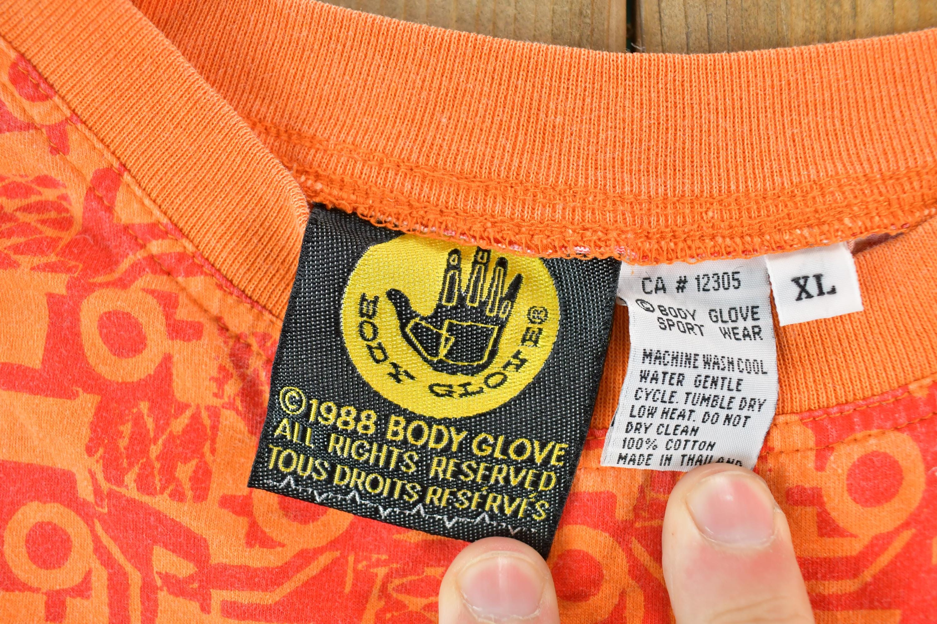 Vintage 1988 Body Glove All Over Print Neon Single Stitch Surfing T-Shirt