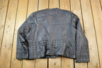 Vintage 1990s Guillaume Cross Stitch Leather Bomber Jacket