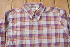 Vintage 1990s Miller Plaid Button Up Flannel Shirt Made In Canada Size XL