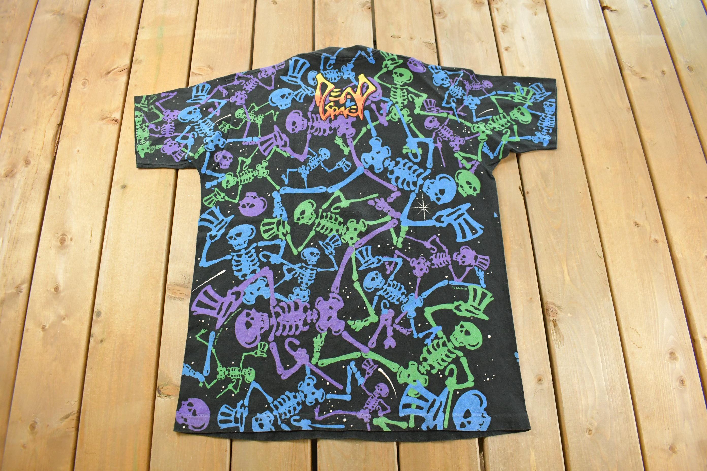Vintage 1992 The Grateful Dead Dead Spaces All Over Print Graphic T-Shirt Men's XL
