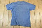 Vintage 1990s Hanes Blank Navy Single Stitch T-Shirt