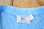 Vintage 1970s Izod Lacoste Rare Blue Croc Knit Perfect Mild Distress Cardigan Sweater Made In USA