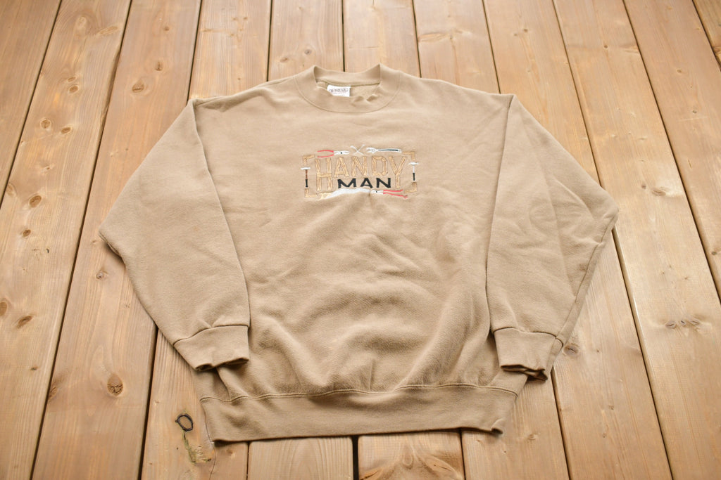 Vintage 1990s Handy Man Tool Theme Crewneck Sweatshirt