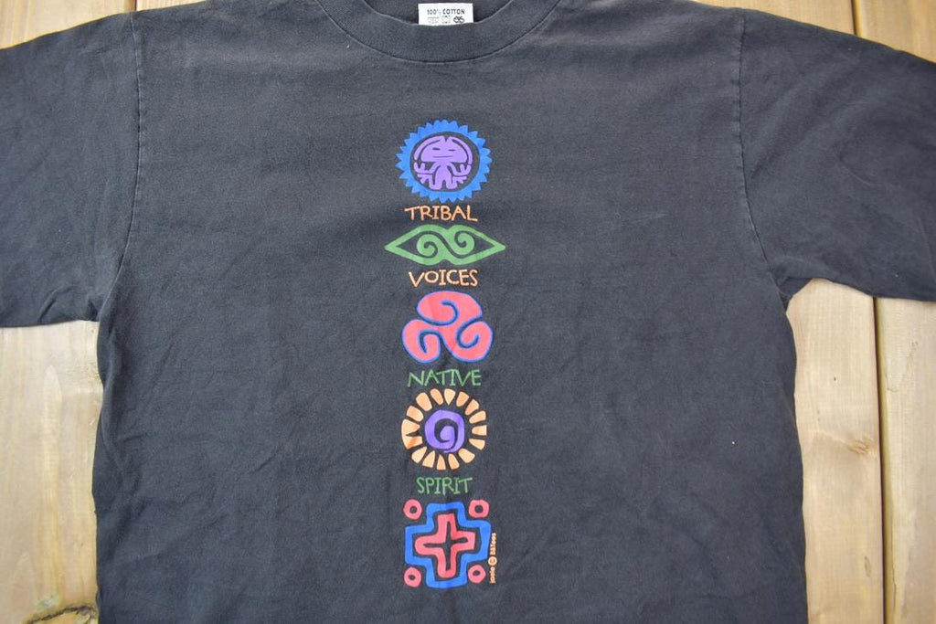 Vintage 1990s Tribal Voices Native Spirit Graphic T-Shirt Size Medium