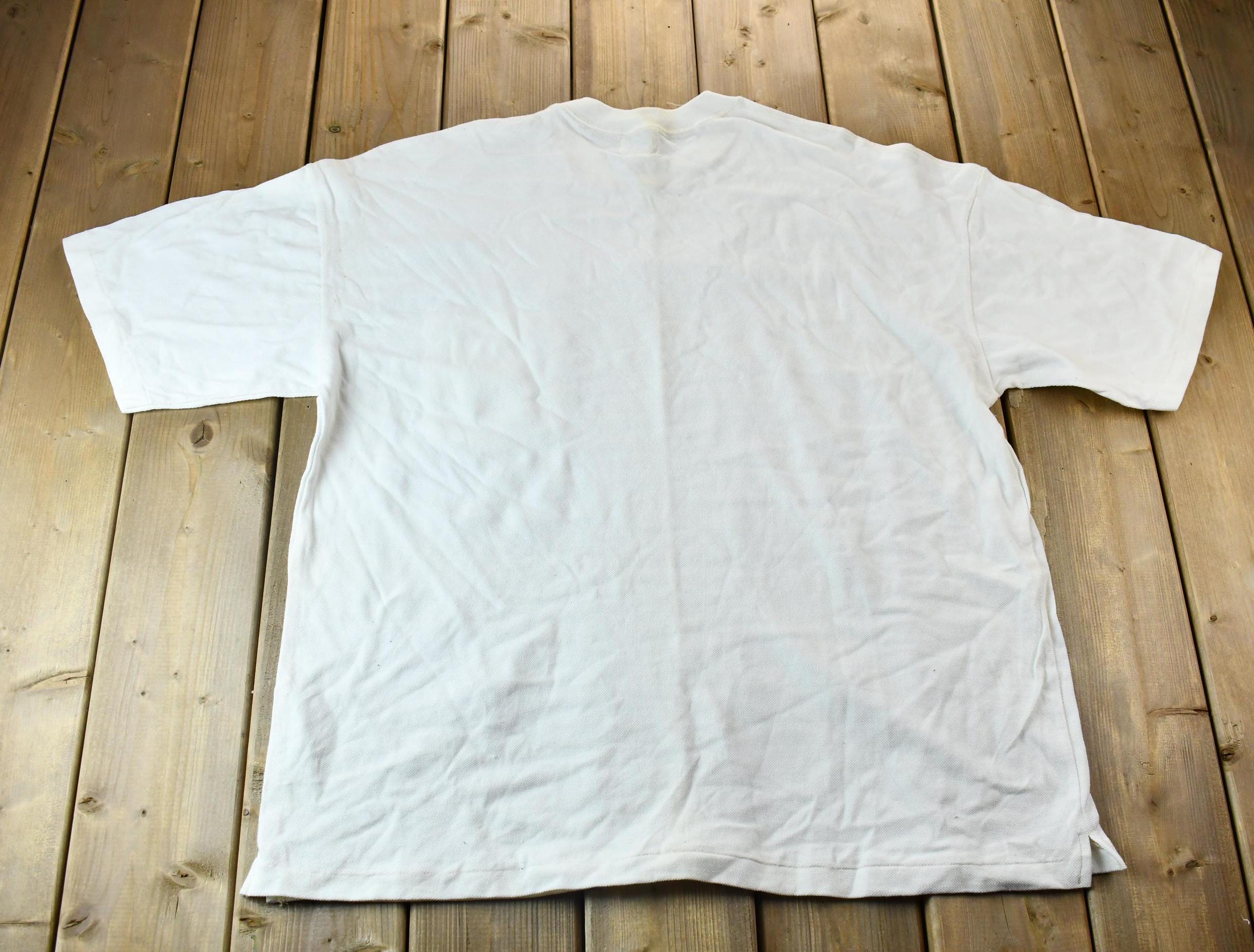 Vintage 1990s Polo Jeans Co. Textured Embroidered Logo V-Neck T-Shirt