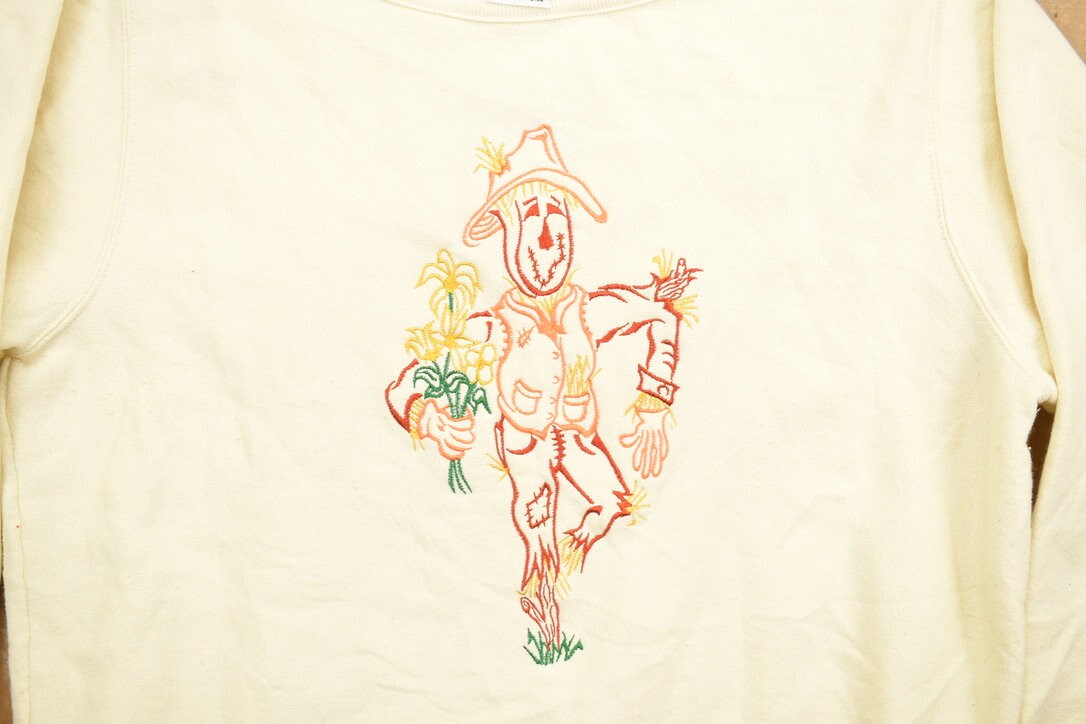 Vintage 1990s Scarecrow Embroidered Graphic Crewneck Sweatshirt