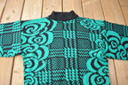 Vintage 1990s Abstract Theme Knit Mockneck Sweater
