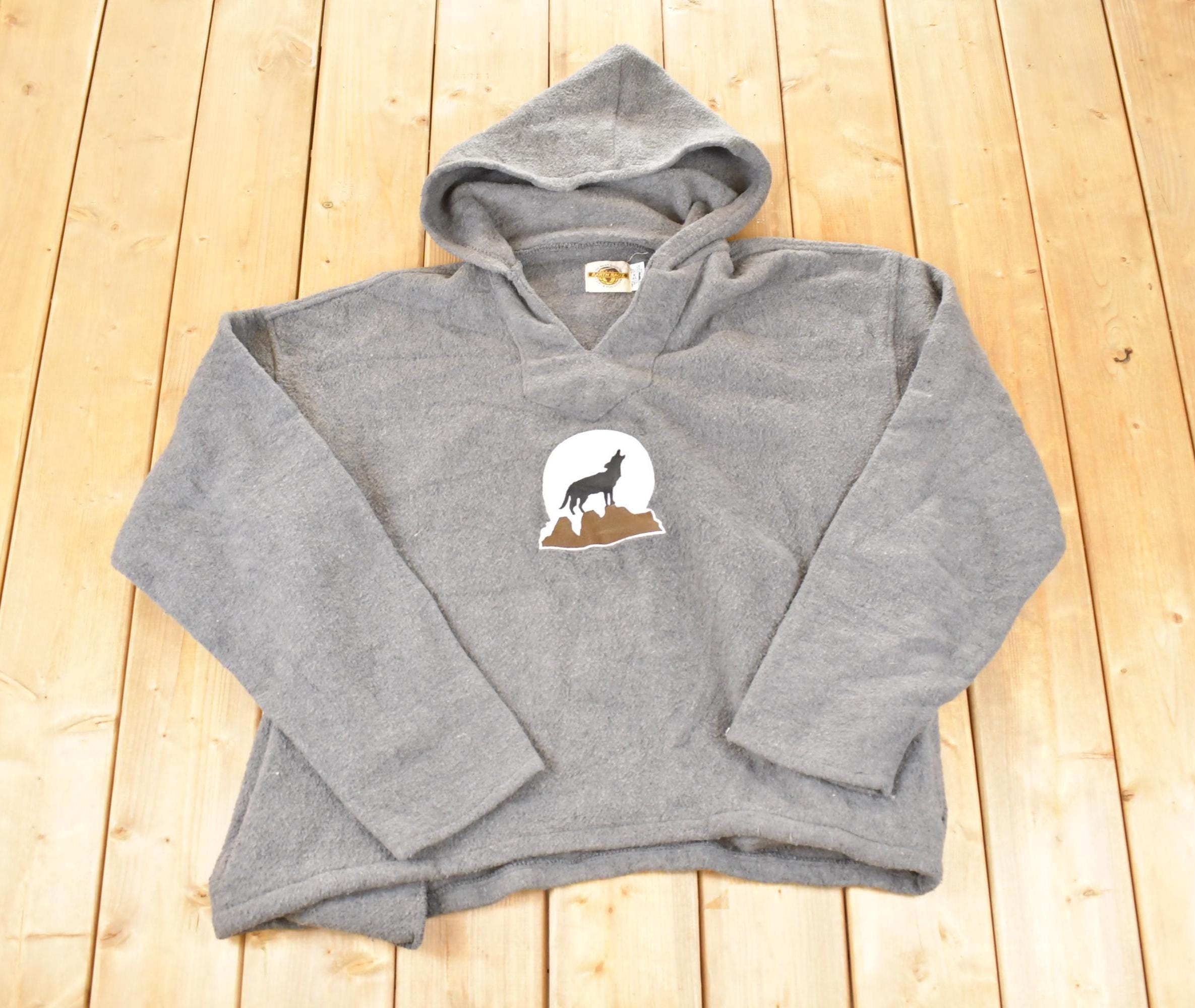 Vintage 1990s Earth Ragz Fleece Outdoorsman Hoodie Sweater Men's XXL