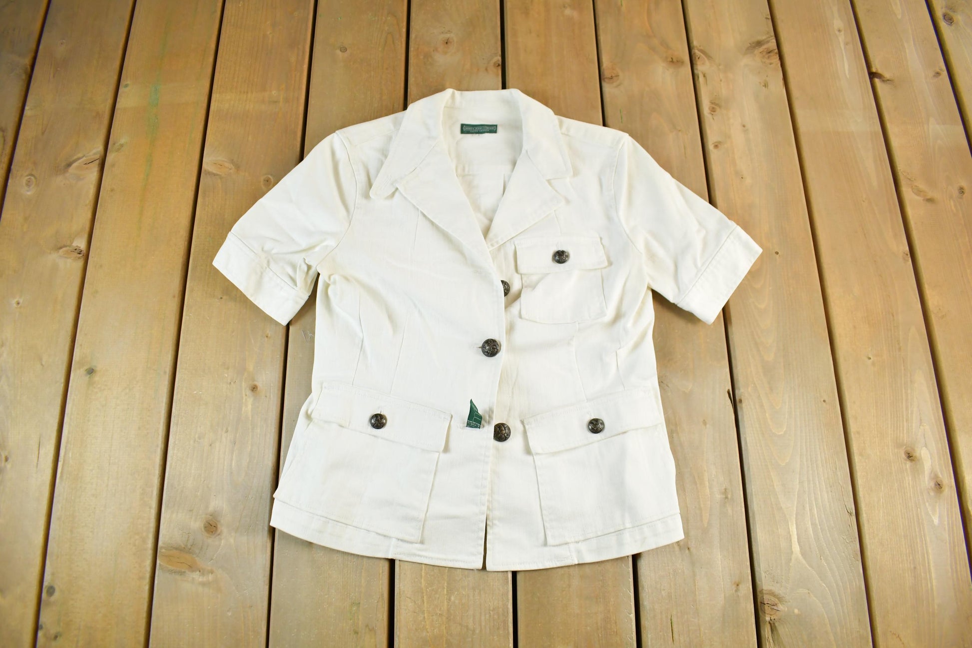 Vintage 2000s Lauren Ralph Lauren Short Sleeve Denim Button Up Shirt Womens M