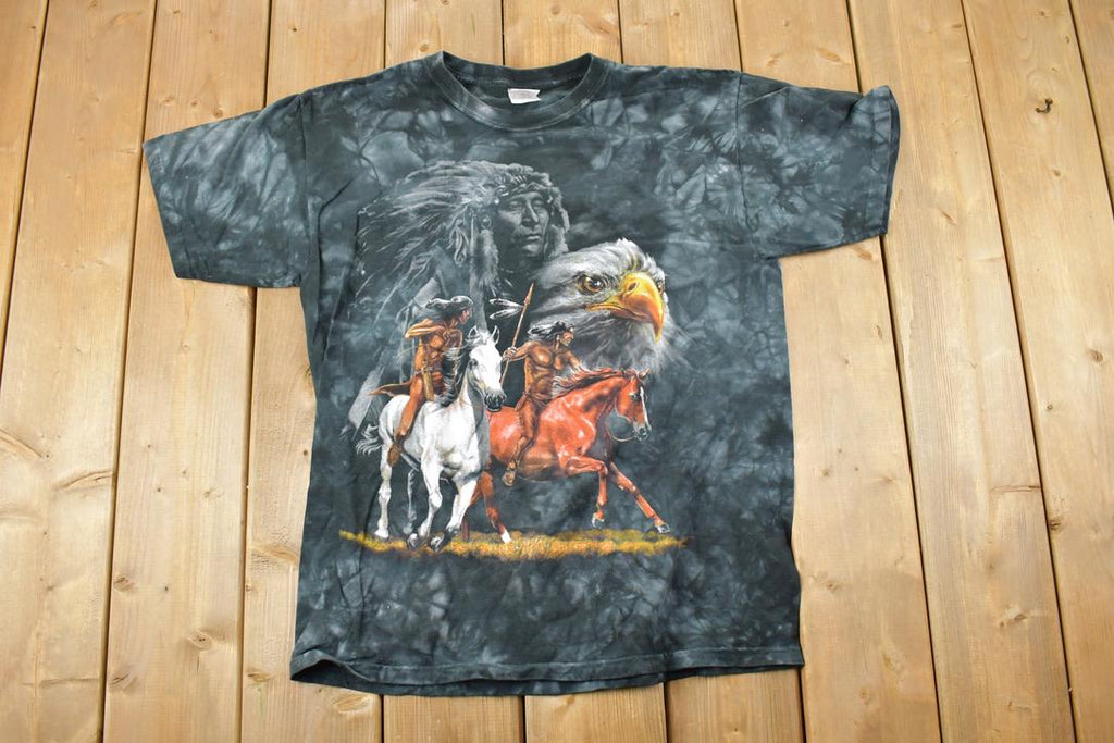 Vintage 1990s Horses In Battle Spirit Graphic T-Shirt
