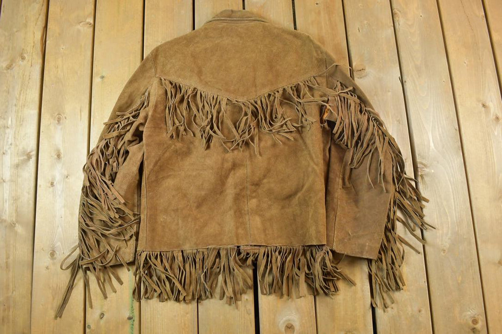 Vintage 1970s Leather Western Fringe Jacket Made In USA