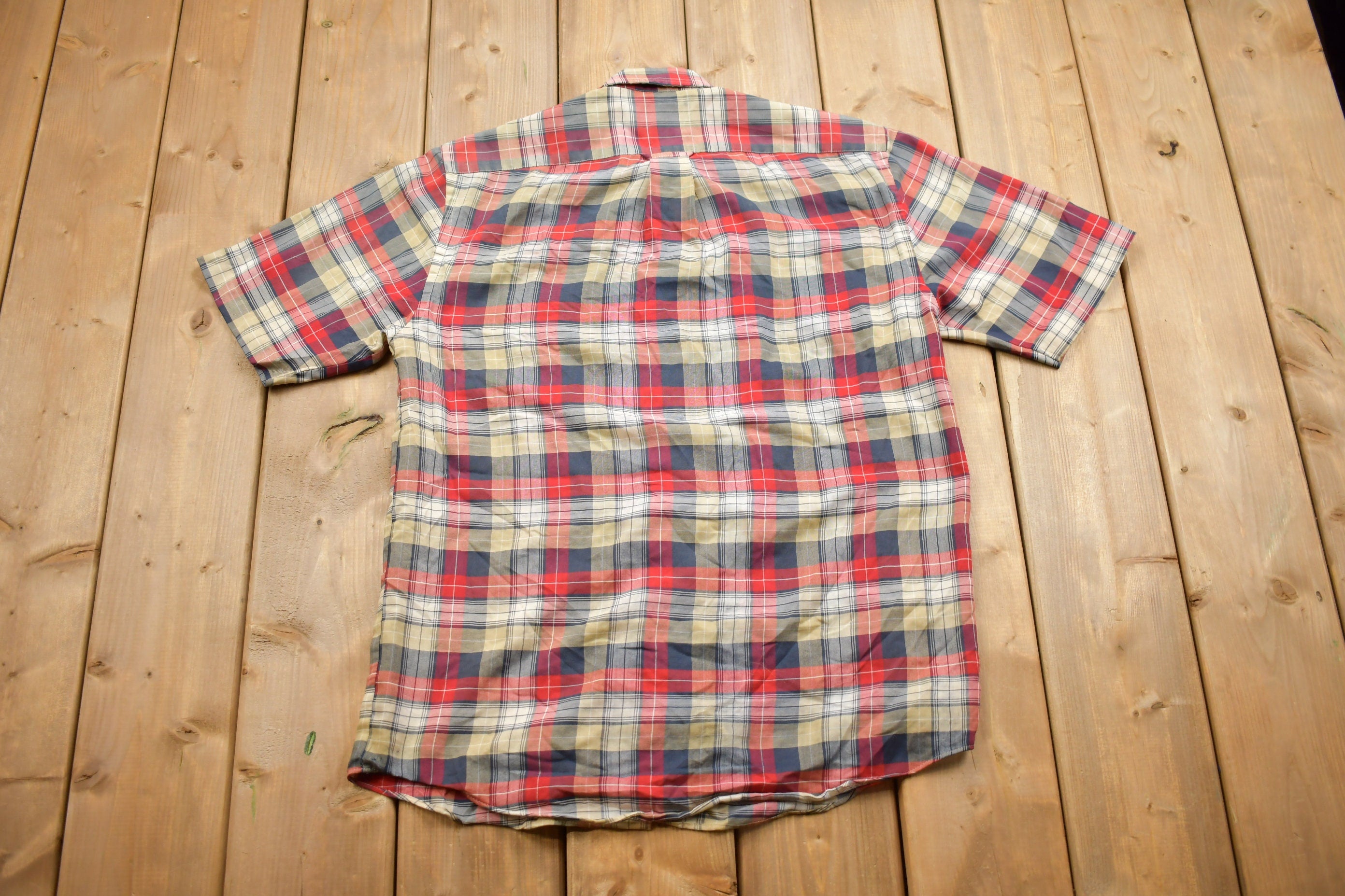Vintage 1990s Town Craft Plaid Button Up Short Sleeve Shirt  Abstract Pattern  Casual Shirt  Formal Shirt  Towncraft  Plaid Shirt